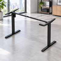 Cadre de bureau électrique moderne noir à moteur unique, réglable avec rail et contrôle de mémoire, pour salon, chambre et espaces de travail à domicile