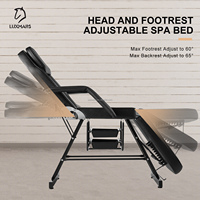 Table de massage multifonctionnelle de luxe pour salon de beauté, lit de soin du visage avec dossier et appui-tête réglables, idéal pour les traitements de tatouage et de beauté