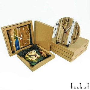 Grande horloge ronde en bois et résine époxy avec mouvement à quartz durable pour la maison Epoxy River Design Timepiece Living Room Decor - Product Image 6