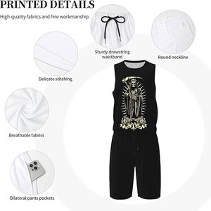 Conjunto de uniforme de baloncesto para hombre con logotipo personalizado transpirable de talla grande con posición de logotipo frontal - Product Image 6