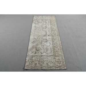 2,6x6,3 ft Rug, Vintage Turkish Rug, White <b>Brown</b> Patchwork Wool Rug - Product Image 1