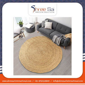 Ensemble de tapis rond tressé en jute biologique de haute qualité brodé à la main pour le salon et la chambre à coucher - Product Image 2