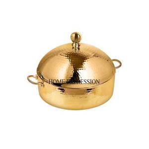 Casserole en métal de haute qualité de forme ronde plaquée or de haute qualité, centre de table et fournitures de décoration - Product Image 6