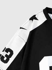 Camiseta Preppy Colorblock para hombre, de manga corta camiseta de fútbol, estilo para uso diario en la escuela de primavera y verano, técnica impresa - Product Image 3