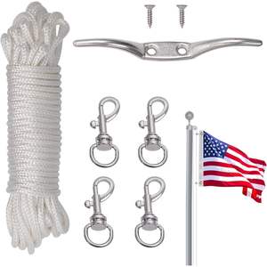 Kit de Cuerda para Mástil de Bandera de 50 Pies USA TOP FLAGSINC con 4 Clips Metálicos Giratorios de 1.6"-2" y Accesorios de Repuesto de Poliéster - Product Image 4