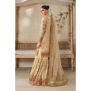 Ensemble de costume pour femme en tissu filet brodé couleur sable 100% polyester Ch14-02 non cousu - Product Image 3
