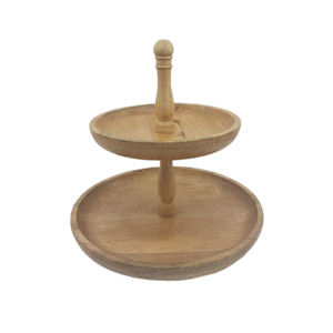 Soporte de pastel de 2 niveles con acabado Natural, forma redonda decorativa de madera de un solo nivel para cumpleaños, eventos, fiestas, cúpula de pastel, venta al por mayor a granel - Product Image 1