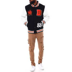 Veste universitaire Letterman à manches en cuir Baseball broderie en chenille personnalisée pour hommes vestes d'hiver tissées décontractées sur pied - Product Image 3