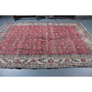 Tapis turc 6,9 x 10,2 pieds, tapis vintage surdimensionné, tapis en laine camouflage rouge - Product Image 3