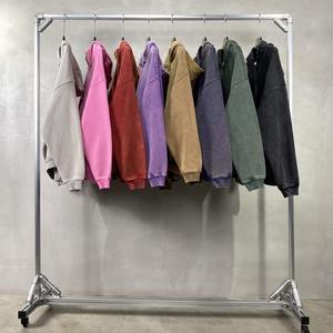 Sudadera con Capucha Extra Grande, Lavada al Ácido, con Cierre, 500gsm, 100% Algodón, Estilo Vintage Desgastado - Product Image 3