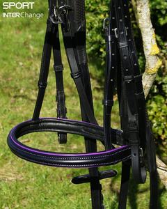 Brida de cuero negro Tubería violeta Tubería Rosa bebé Venta al por mayor Western Full Horse Bridle Dress Dressage Brida hecha de material - Product Image 4