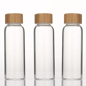 Oem 16oz cho juicing tủ lạnh máy rửa chén giữ mát tái sử dụng rõ ràng chai nước thủy tinh với thép không gỉ nắp tre - Product Image 3