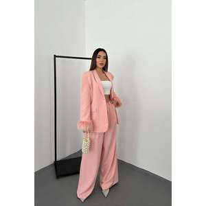 Powder Fur Cuff Jacket & Trousers <b>Set</b> - Powder - Product Image 2