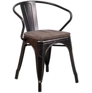 Chaise de salle à manger au design moderne avec cadre en fer et siège en bois de teck massif Matériau de haute qualité pour l'intérieur et l'extérieur - Product Image 1