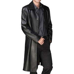 Abrigo de Cuero para Hombre, Diseño Largo Premium, Ajuste Cómodo, Perfecto para el Invierno, Estilo Urbano - Product Image 1