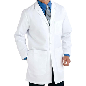 Bata de laboratorio médico de algodón/poliéster de alta calidad para hombres, detección de agujas, uso hospitalario, precio al por mayor, logotipo de Color personalizado - Product Image 1