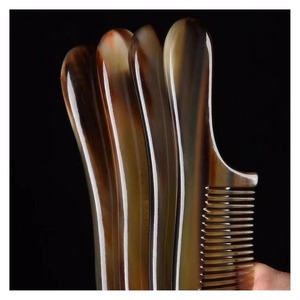 100% Natural Ox/Buffalo Horn <b>Comb</b> with <b>Wooden</b> Handle Handmade <b>Comb</b> for Scalp Massage & Hair Care - Product Image 3