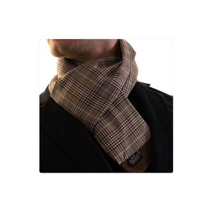 <b>Brown</b> Lilac Plaid Checkered <b>Wool</b> Double Sided Scarf - Product Image 1