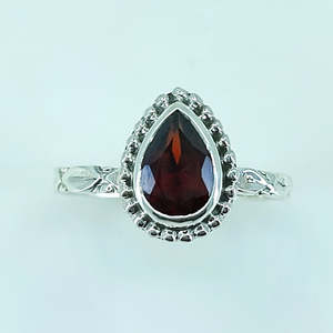 Handmade Sterling <b>Silver</b> <b>Ring</b> Cut <b>Garnet</b> Gemstone Cute Dainty Boho Style for Birthday Anniversary Christmas Valentine's Day Gift - Product Image 6