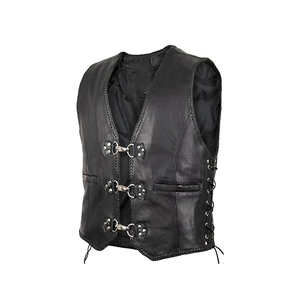 <b>Mens</b> Motocross Racing Leather Vest – Plus Size Genuine Leather Waistcoat Low MOQ Made in Pakistan - Product Image 3