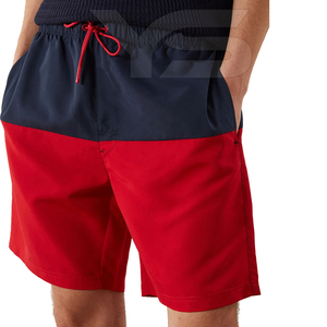 Short de plage en polyester pour hommes, short de plage décontracté, fermeture à cordon de serrage, teint uni, motif solide, polyester non tissé - Product Image 3