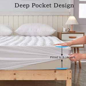 Protector de colchón de tamaño Queen, almohadilla de Cubierta acolchada impermeable, bolsillo profundo, suave <span class=keywords><strong>y</strong></span> cómodo, transpirable, vinilo gratis (Queen) - Product Image 4