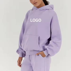 OEM Custom Casual Luxury <b>Purple</b> Hoodie Set <b>Tracksuits</b> for <b>Women</b> Regular Fit Front Logo Winter Closure Solid Jogging Wear - Product Image 6