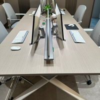 Poste de travail de bureau moderne avec cloison, table modulaire pour 4 personnes, mobilier de bureau commercial