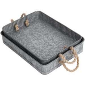 Plateau de service en métal galvanisé de qualité supérieure avec fini antique parfait pour les cuisines de ferme ou les événements extérieurs rustiques - Product Image 5