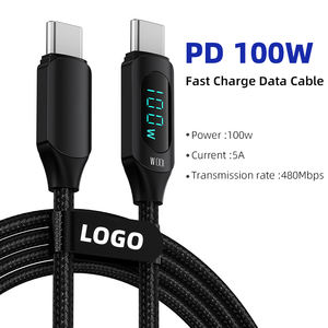 PD 100W 1M 2M Cabo Cabos <span class=keywords><strong>USB</strong></span> tipo <span class=keywords><strong>C</strong></span> a tipo <span class=keywords><strong>C</strong></span> Cable de carga rápida Para Celular <span class=keywords><strong>Kabel</strong></span> Cable de carga de teléfono de datos con pantalla - Product Image 4