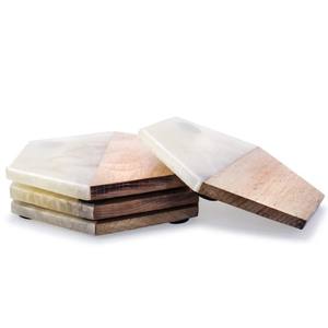 Hexagon Design Resin and Wood <b>Coaster</b> Modern walnut <b>coasters</b> Tabletop <b>Coasters</b> <b>Drinks</b> Beverages and Home Kitchen Dining Home - Product Image 3