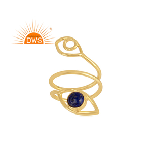 Último diseño hecho a mano 18K chapado en oro Natural lapislázuli piedra preciosa EvilEye anillo Demi joyería fina fabricante - Product Image 1