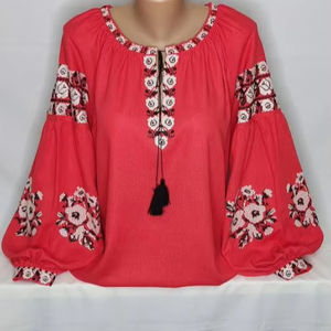 Robes Ukrainiennes Brodées Florales à Manches Longues pour Femme, Occasion de Designer, Manches Brodées, Robe Col pour Femme - Product Image 1