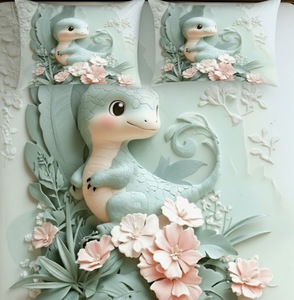 ปลอกหมอนลายการ์ตูนไดโนเสาร์ 3 มิติ ผ้าฝ้ายแท้ 100% ขนาดคิงไซส์ ชุด 2 ชิ้น พับได้ เป็นมิตรกับสิ่งแวดล้อม เนื้อผ้านุ่ม ปลอกหมอนตกแต่ง - Product Image 5