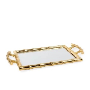 Bandeja de servicio ondulada de Metal ecológica moderna con mango de latón resistente para bodas y regalos decorativos de inauguración de la casa de Diwali - Product Image 5