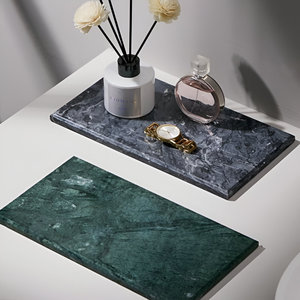ถาดหินอ่อนสี่เหลี่ยมตกแต่งหรูหราสีเขียวเข้มสีเทาสีขาวสำหรับห้องน้ำห้องนั่งเล่นแสดงเครื่องประดับใช้ในบ้าน - Product Image 1