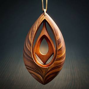 WITH <b>NECKLACES</b> FOR WOMEN MEN NATURAL <b>LARGE</b> BOHO TRIBAL SONO WOODEN <b>Pendant</b> on Adjustable Cord Handmade <b>Necklace</b> - Product Image 3