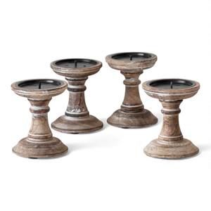 Portavelas de Madera Natural Rústica con Acabado Desgastado para Decoración de Estilo Rústico y Vintage - Product Image 6