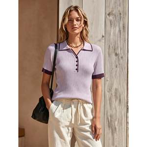 เสื้อโปโลถักแขนสั้นสำหรับผู้หญิง สวมใส่สบาย ระบายอากาศได้ดี - Product Image 4