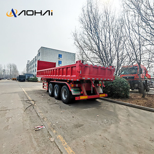 40-тонный грузовик 3-осевой задний самосвал Полуприцепы Трактор Гидравлический самосвал прицеп из железа - Product Image 1
