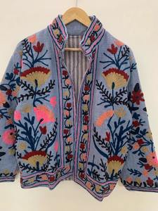 Motif floral fabriqué à la main avec doublure et boutons faits à la main manteau doux vêtements d'hiver veste manteau Floral femmes manteau - Product Image 3