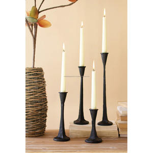 SET of FOUR CAST IRON <b>BLACK</b> TAPER CANDLE <b>HOLDERS</b> for Table Wedding and Party Decorative Centerpiece - Product Image 1