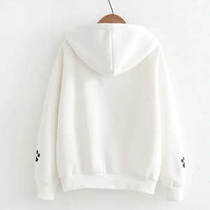 Sudadera con capucha de estudiante OEM al por mayor Sudadera con capucha de señora cómoda sólida con patrón de gato - Product Image 3