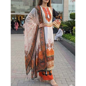 Ensemble Salwar Kameez en coton fusion grande taille, long, 3 pièces, SL00252 - Product Image 4