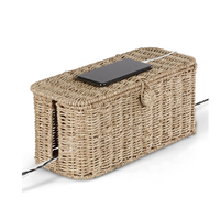 Grande boîte de gestion de câbles en jonc de mer naturel couvercle organisateur de câbles rectangulaires pour multiprises électronique bureau fabriqué au Vietnam