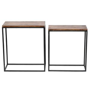 Ensemble de table rectangulaire en fer moderne de 2 pièces avec revêtement en poudre noire en bois et en bas à emballage imbriqué fini - Product Image 6