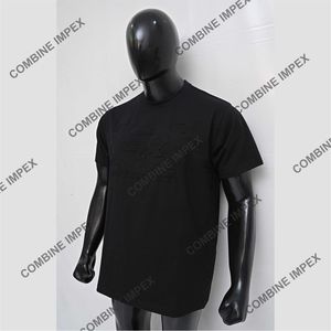 Vente en gros logo personnalisé t-shirt noir uni col rond vêtements respirants streetwear t-shirts lourds - Product Image 4