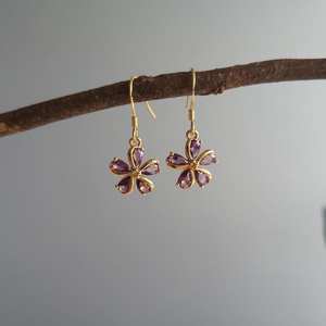 Pendientes de Amatista con Cambio de Color Natural Púrpura, Chapados en Oro de 18k, Plata de Ley, Corte Pera, Estilo Victoriano Vintage, Elegantes - Product Image 5