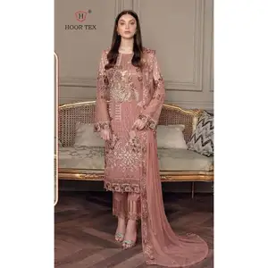 Hot Selling Ethnic Clothing Faux Georgette Salwar Kameez With Dupatta With Sequence Embroidery Work Indian Exporter And Supplier