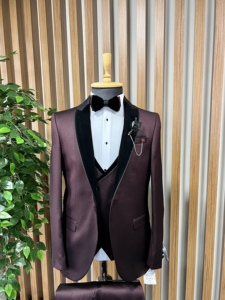 Traje de negocios y de novio de boda para hombre de alta calidad al por mayor barato hecho a medida viscosa y tela de poliéster traje de élite para hombre - Product Image 2